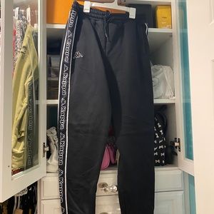 men’s black and white kappa sweatpants